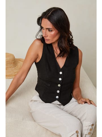 Le Monde du Lin Linnen gilet zwart