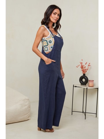 Le Monde du Lin Lniane ogrodniczki w kolorze granatowym