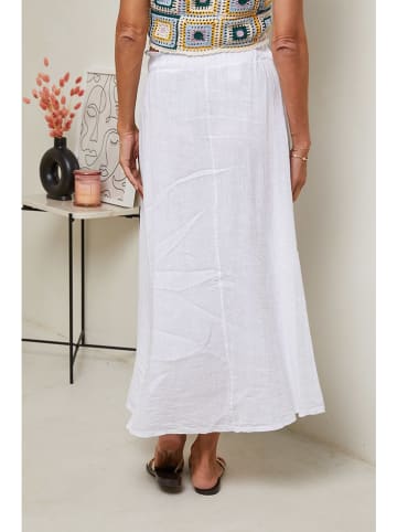 Le Monde du Lin Lniana spódnica w kolorze białym