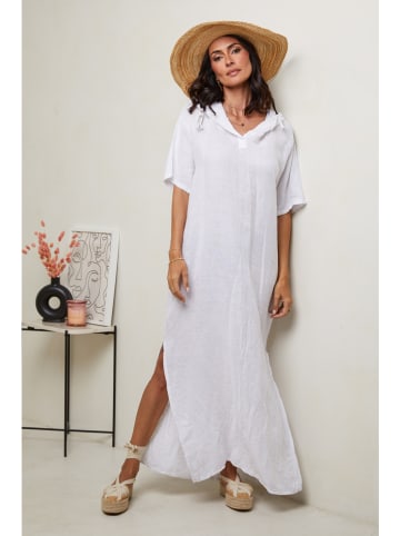 Le Monde du Lin Lniana sukienka w kolorze białym