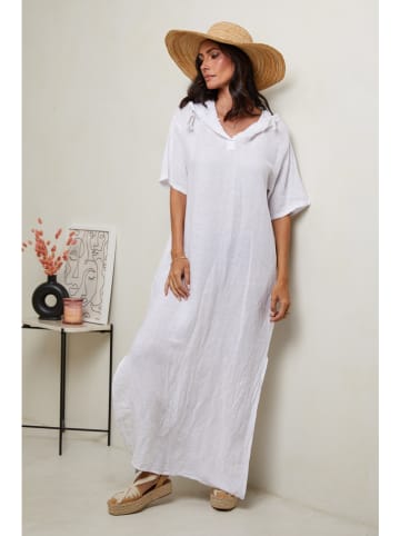 Le Monde du Lin Lniana sukienka w kolorze białym
