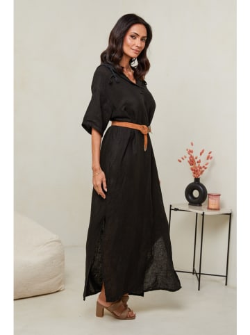 Le Monde du Lin Lniana sukienka w kolorze czarnym