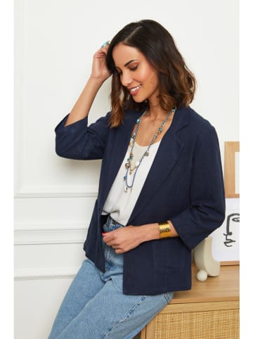 Le Monde du Lin Linnen blazer donkerblauw