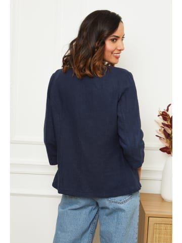 Le Monde du Lin Linnen blazer donkerblauw