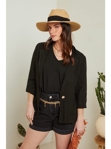 Le Monde du Lin Lniany blezer w kolorze czarnym