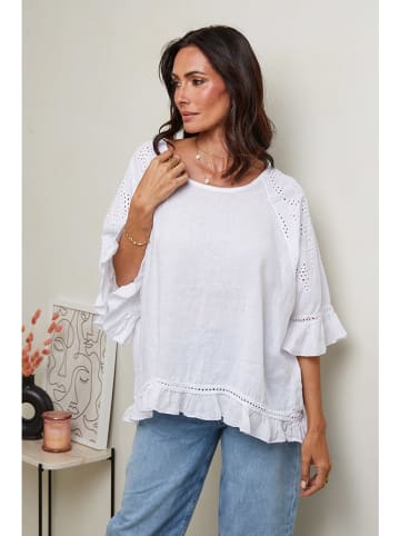 Le Monde du Lin Lniana bluzka w kolorze białym