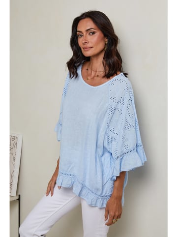 Le Monde du Lin Lniana bluzka w kolorze błękitnym