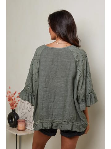 Le Monde du Lin Leinen-Bluse in Khaki