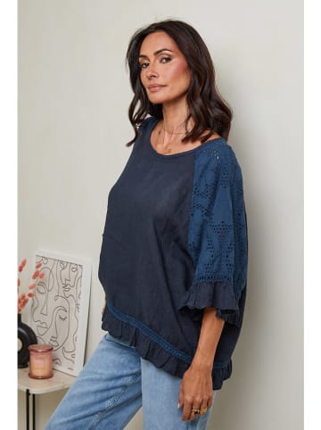 Le Monde du Lin Lniana bluzka w kolorze granatowym