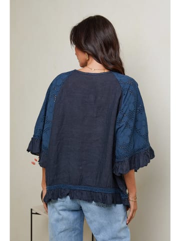 Le Monde du Lin Linnen blouse donkerblauw