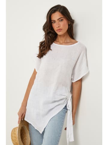 Le Monde du Lin Lniana tunika w kolorze białym