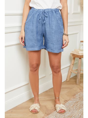 Le Monde du Lin Lniane szorty w kolorze niebieskim