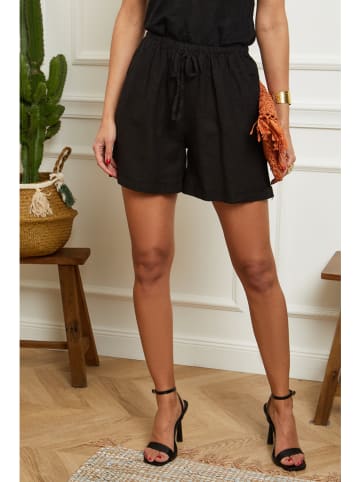Le Monde du Lin Lniane szorty w kolorze czarnym