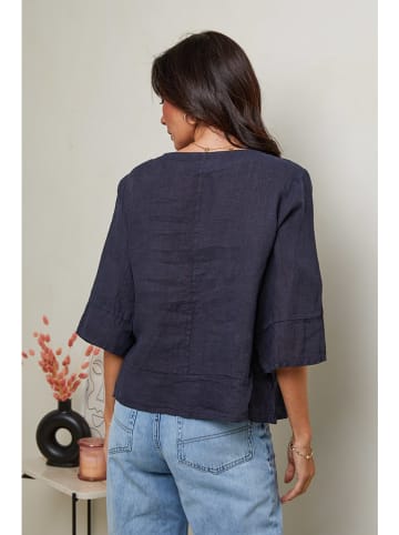 Le Monde du Lin Linnen shirt donkerblauw