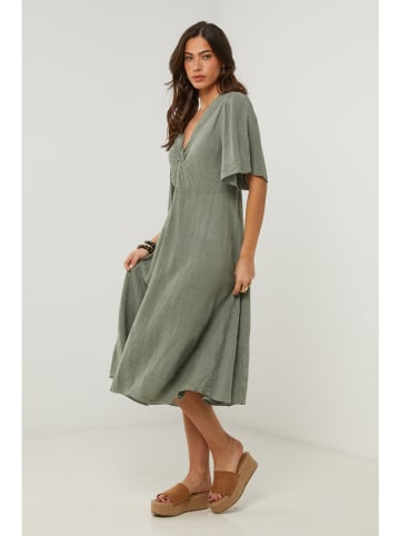 Le Monde du Lin Leinen-Kleid in Grün