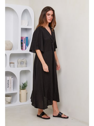 Le Monde du Lin Leinen-Kleid in Schwarz