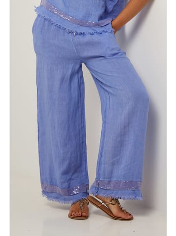 Le Monde du Lin Lniane spodnie w kolorze niebieskim