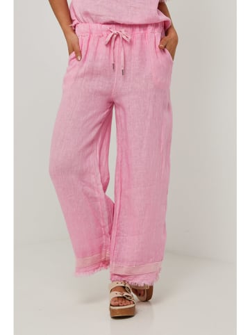 Le Monde du Lin Lniane spodnie w kolorze jasnoróżowym