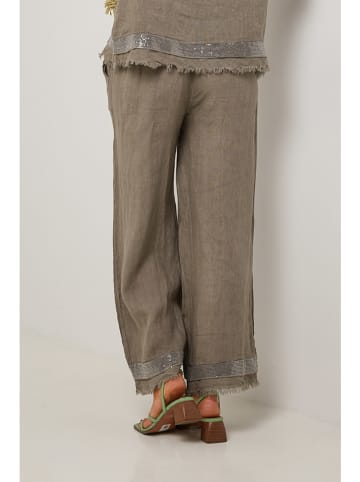 Le Monde du Lin Lniane spodnie w kolorze brązowym