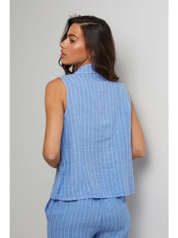 Le Monde du Lin Linnen gilet lichtblauw