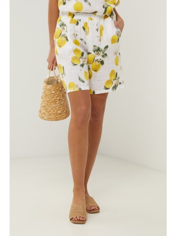 Le Monde du Lin Linne short wit/geel