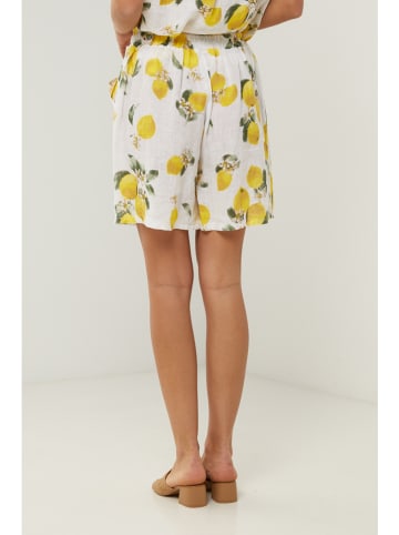 Le Monde du Lin Linne short wit/geel