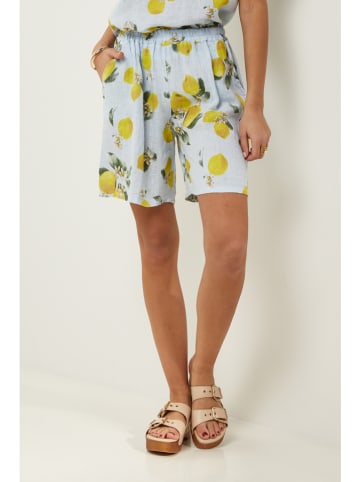 Le Monde du Lin Leinen-Shorts in Hellblau/ Gelb