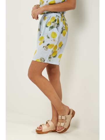 Le Monde du Lin Leinen-Shorts in Hellblau/ Gelb