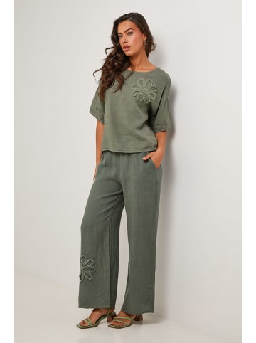 Le Monde du Lin Lniana bluzka w kolorze khaki