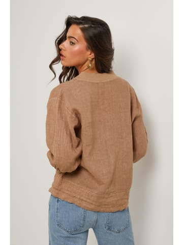 Le Monde du Lin Leinen-Blouson in Hellbraun