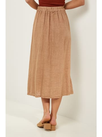 Le Monde du Lin Lniana spódnica w kolorze jasnobrązowym