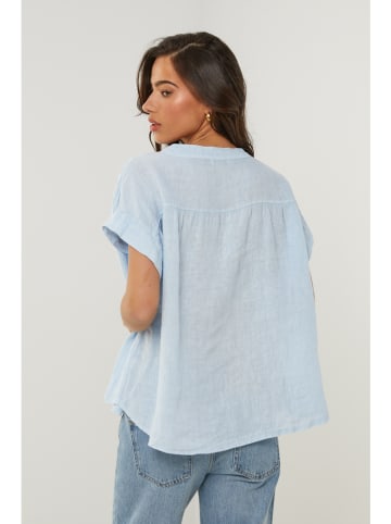 Le Monde du Lin Lniana koszulka w kolorze błękitnym