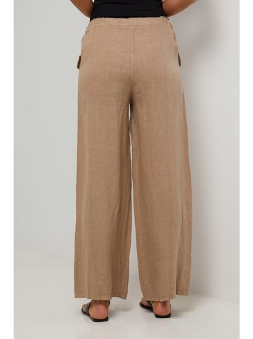 Le Monde du Lin Lniane spodnie w kolorze beżowym