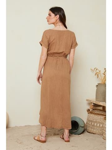 Le Monde du Lin Linnen jurk lichtbruin