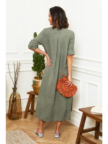Le Monde du Lin Leinen-Kleid in Oliv