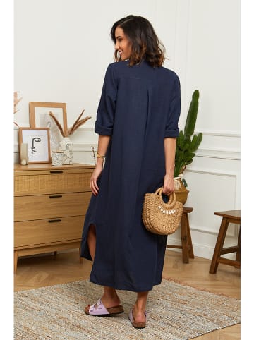 Le Monde du Lin Leinen-Kleid in Dunkelblau