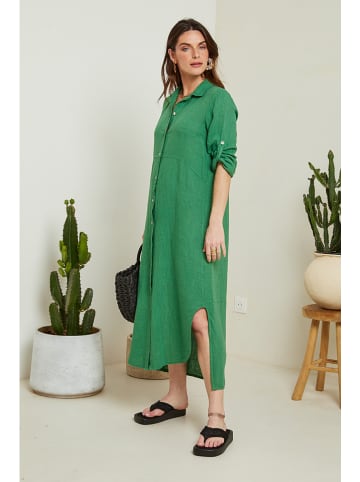 Le Monde du Lin Linnen jurk kaki