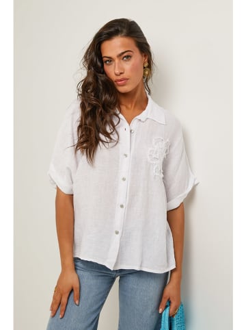 Le Monde du Lin Lniana bluzka w kolorze białym