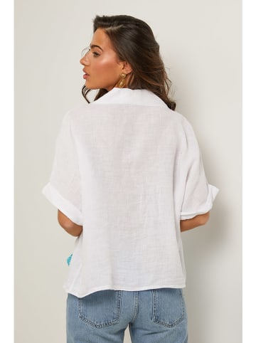 Le Monde du Lin Leinen-Bluse in Weiß