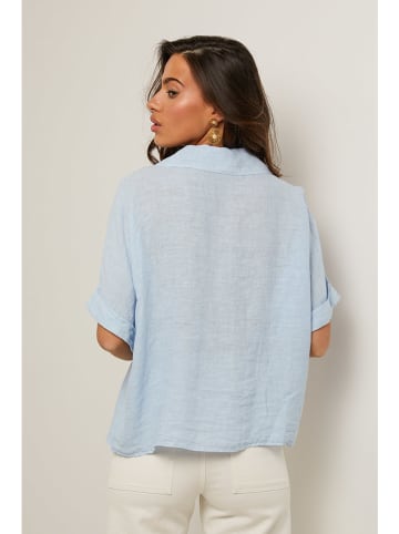 Le Monde du Lin Linnen blouse lichtblauw