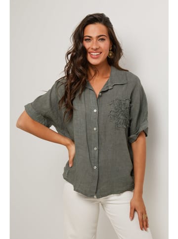 Le Monde du Lin Lniana bluzka w kolorze khaki