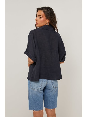 Le Monde du Lin Linnen blouse donkerblauw