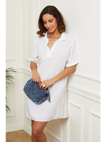 Le Monde du Lin Lniana sukienka w kolorze białym