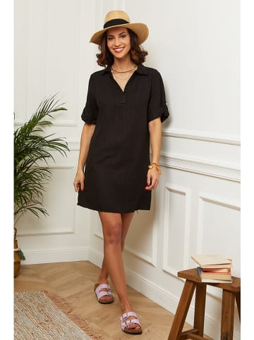 Le Monde du Lin Lniana sukienka w kolorze czarnym