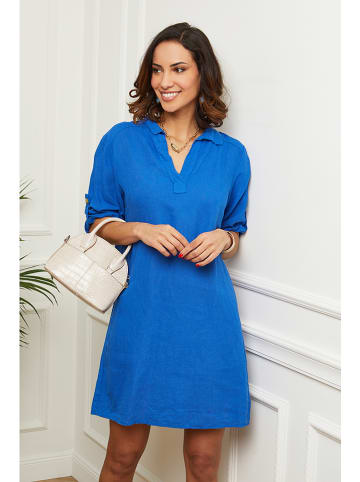 Le Monde du Lin Lniana sukienka w kolorze niebieskim