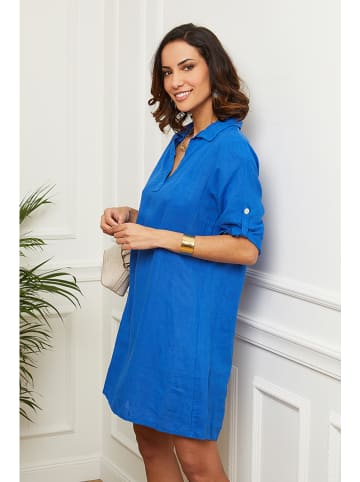 Le Monde du Lin Lniana sukienka w kolorze niebieskim