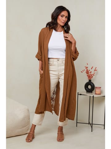 Le Monde du Lin Linnen cape lichtbruin