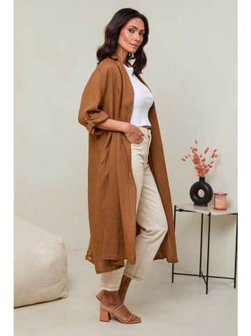 Le Monde du Lin Leinen-Cape in Hellbraun