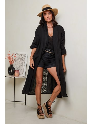 Le Monde du Lin Lniana narzutka w kolorze czarnym