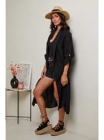 Le Monde du Lin Linnen cape zwart